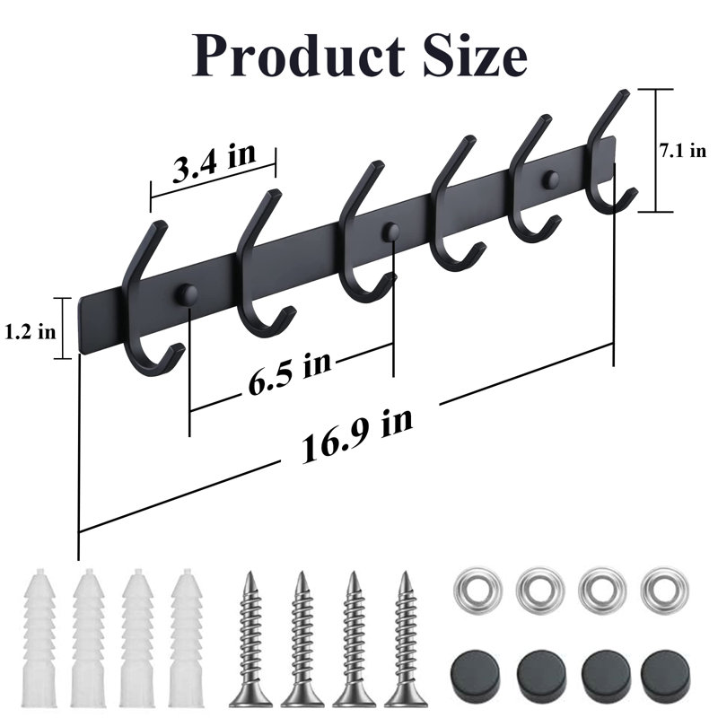 Rebrilliant 17'' Wide Stainless Steel 6 Hooks Wall Mounted Coat Rack & Reviews Wayfair Canada